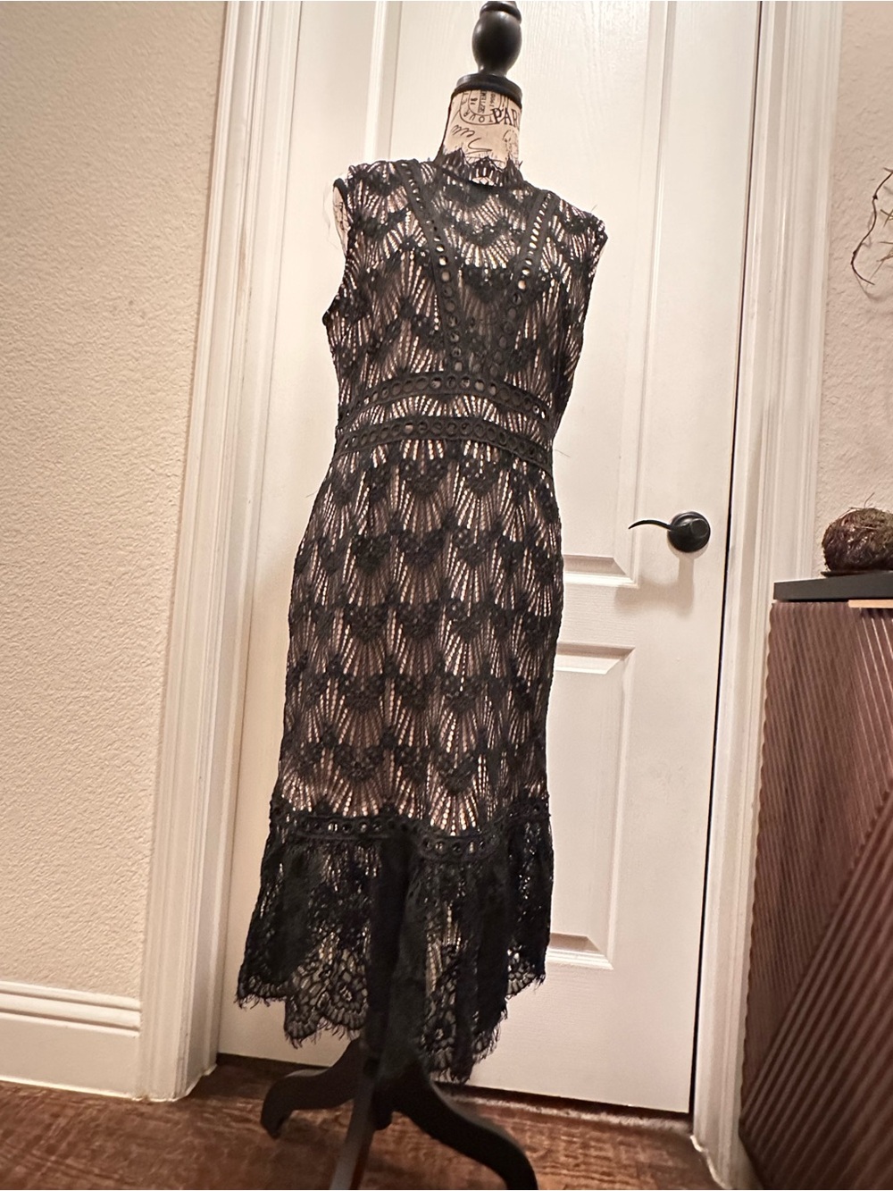 Charlotte Russe Black Lace Midi Dress with Open Back
